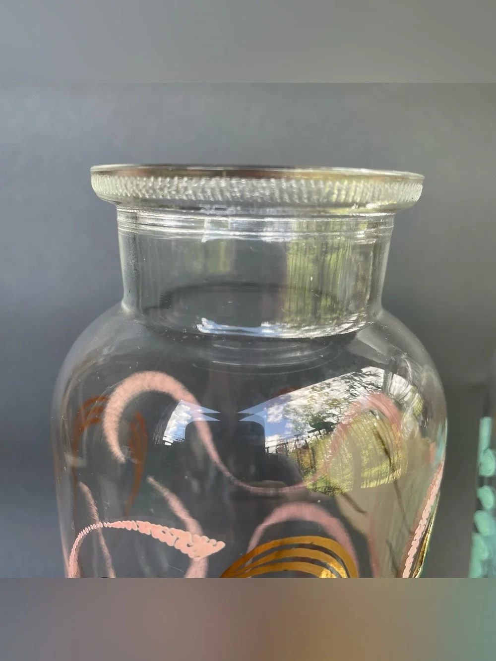 2 Vintage Glass Bubble Bath Bottles  Jars Pink Blue Gold Cloud 9 MCM Lids Labels